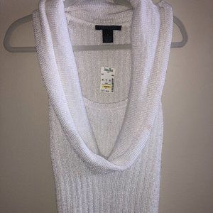 MARCO-G White knit sweater tank with cowl neck.